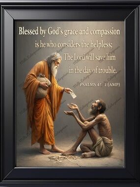 Give to the Poor because God Sees All! Christian Home Decor Art Print of prayer